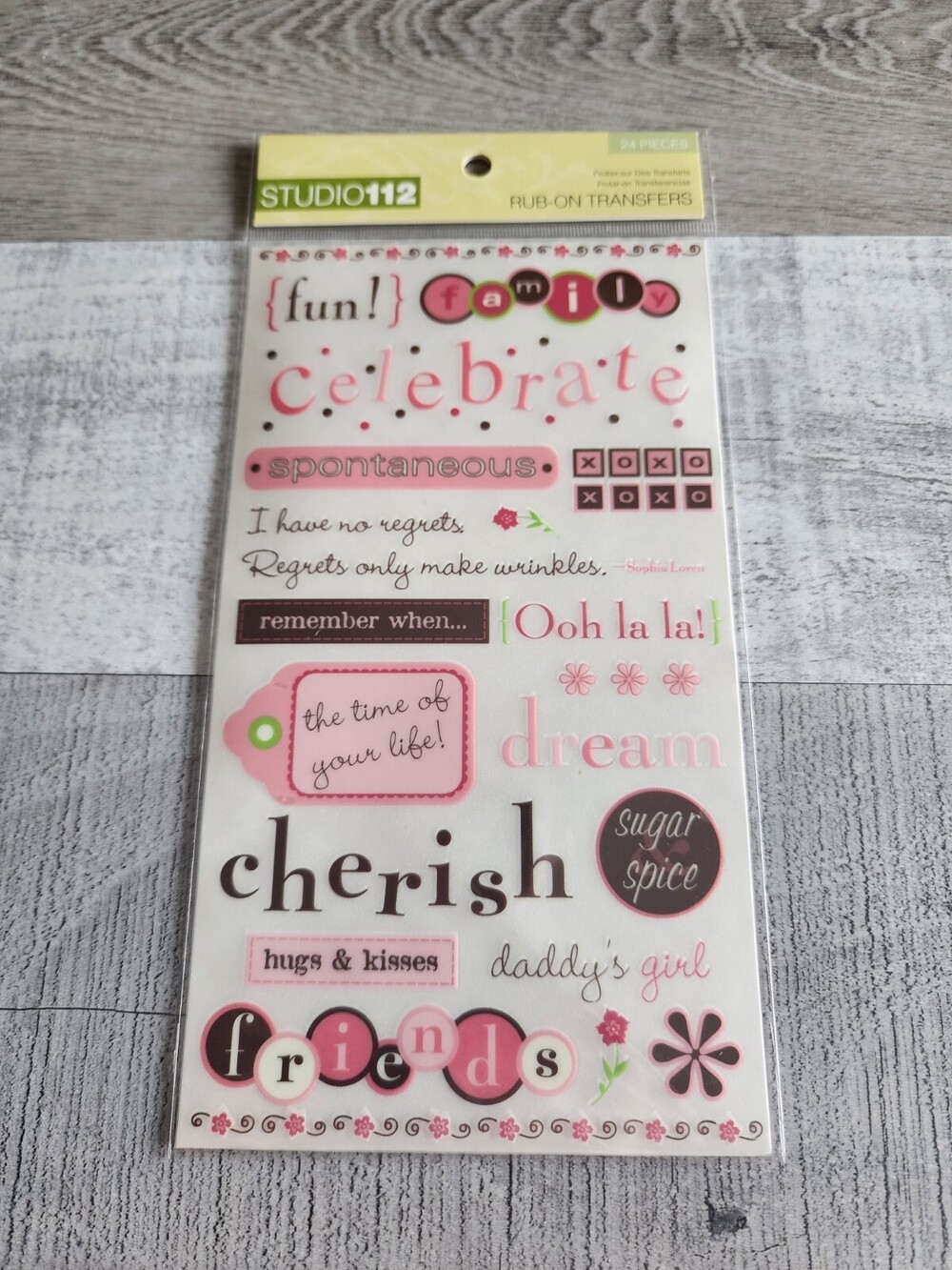 New Celebrate Phrases Rub-Ons Transfers Studio 112 Scrapbooking Card Retired #47